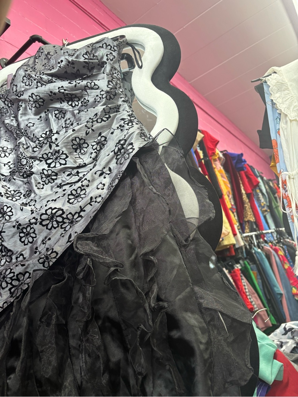 Windsor Silver and Black Floral Strapless Party Dress - Picture 2 of 7
